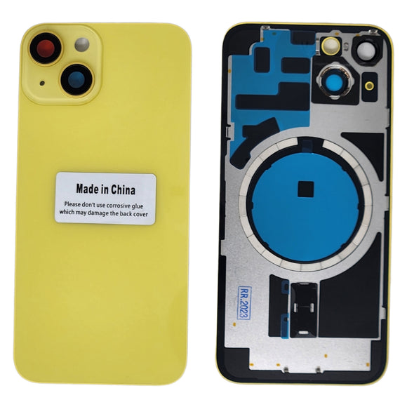 OEM Specs - iPhone 14 Plus YELLOW Back Glass With Frame And Magsafe Magnets